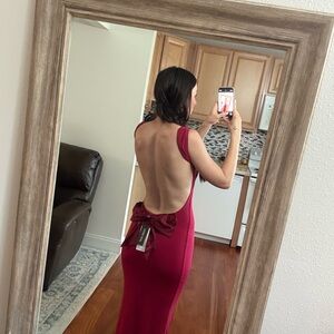 Elegant Backless Red Dress